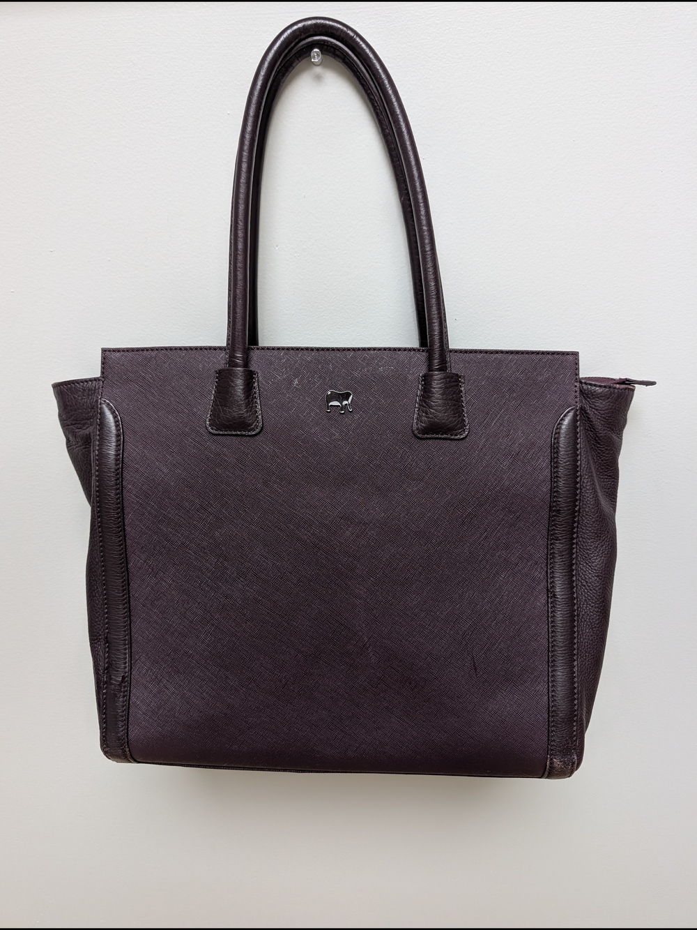 Mywalit Genuine Leather Burgundy Tote Bag | Structured Work Tote | Oxblood Plum
